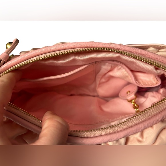 Juicy Couture Pink Ruched Pleated Nylon Gold Chain Handle Vintage Purse Handbag - Picture 14 of 16